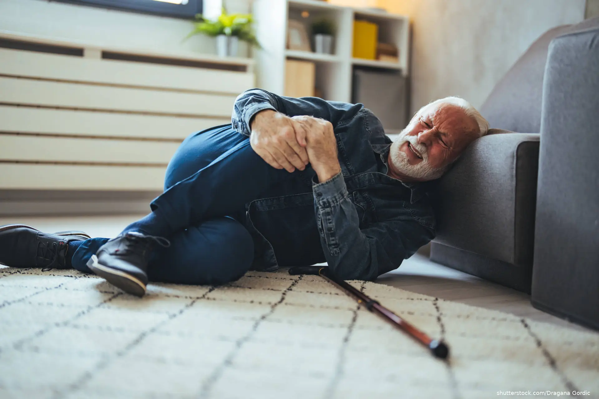 Elderly man on floor after a fall shutterstock_2787922351