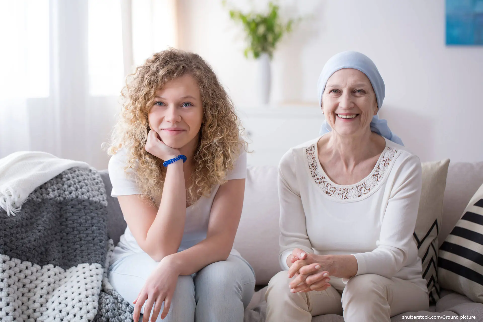 mother with cancer sitting with daughter