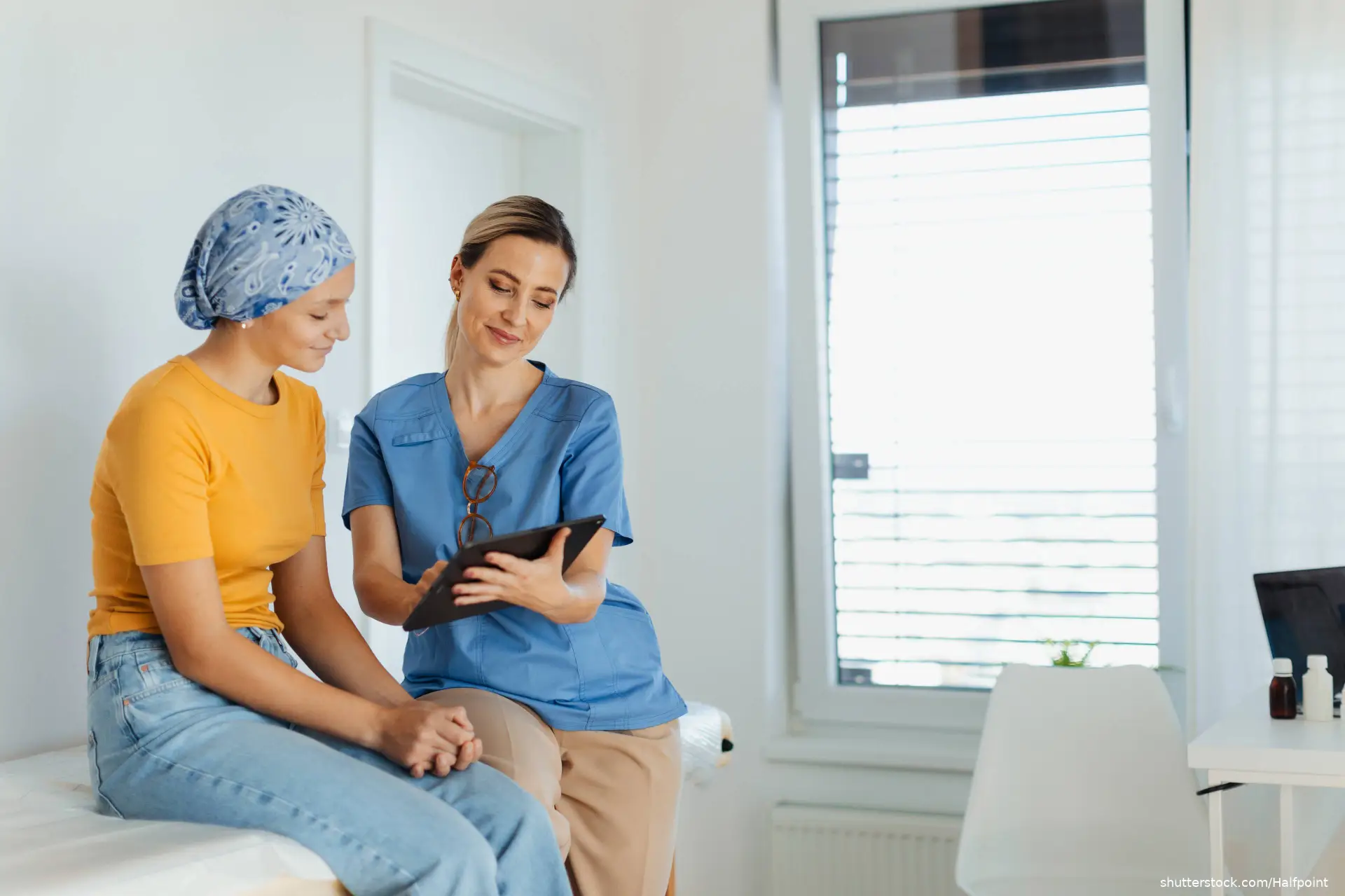 oncology patient talking with doctor