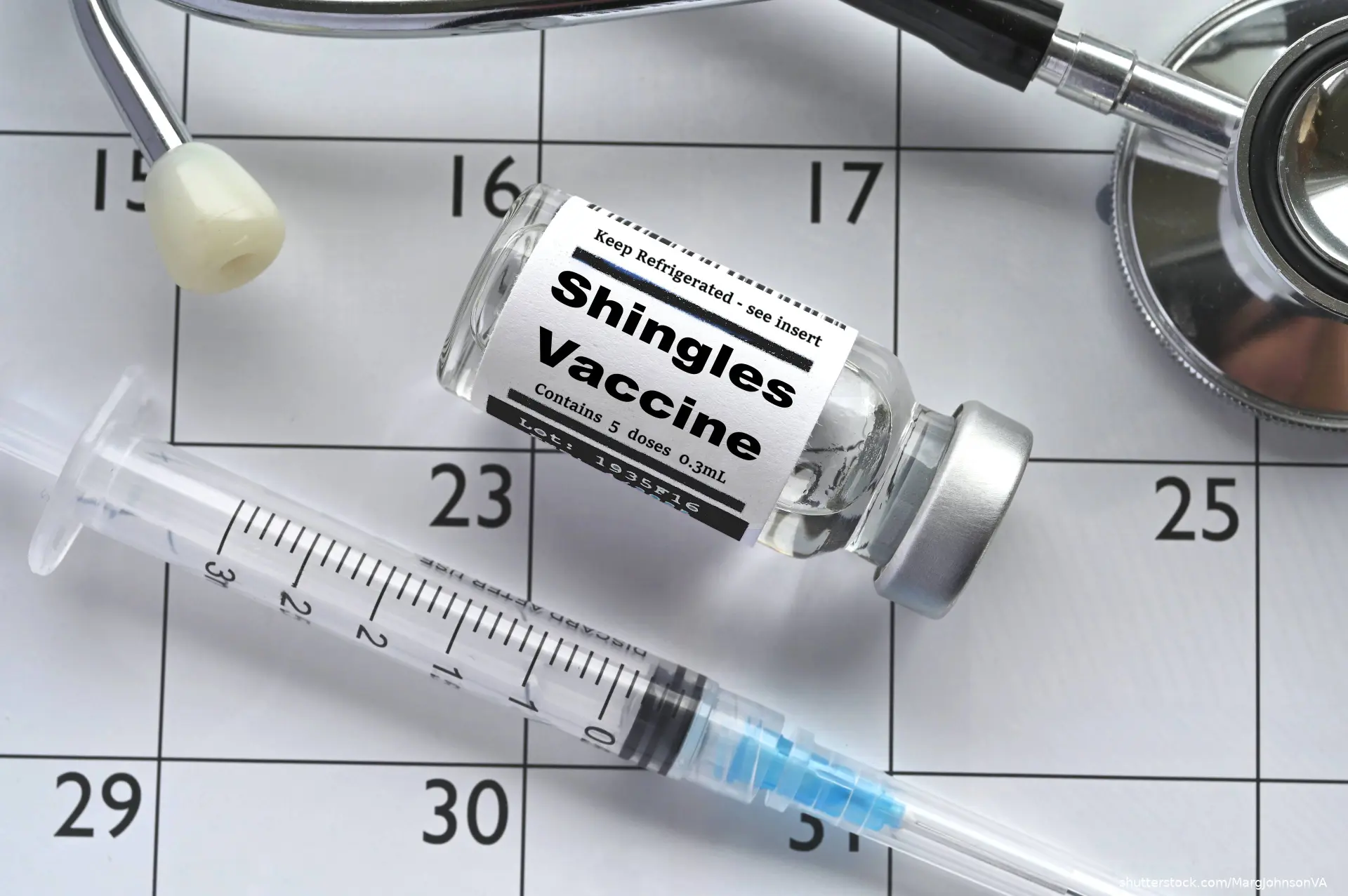 shingles vaccine vial and syringe