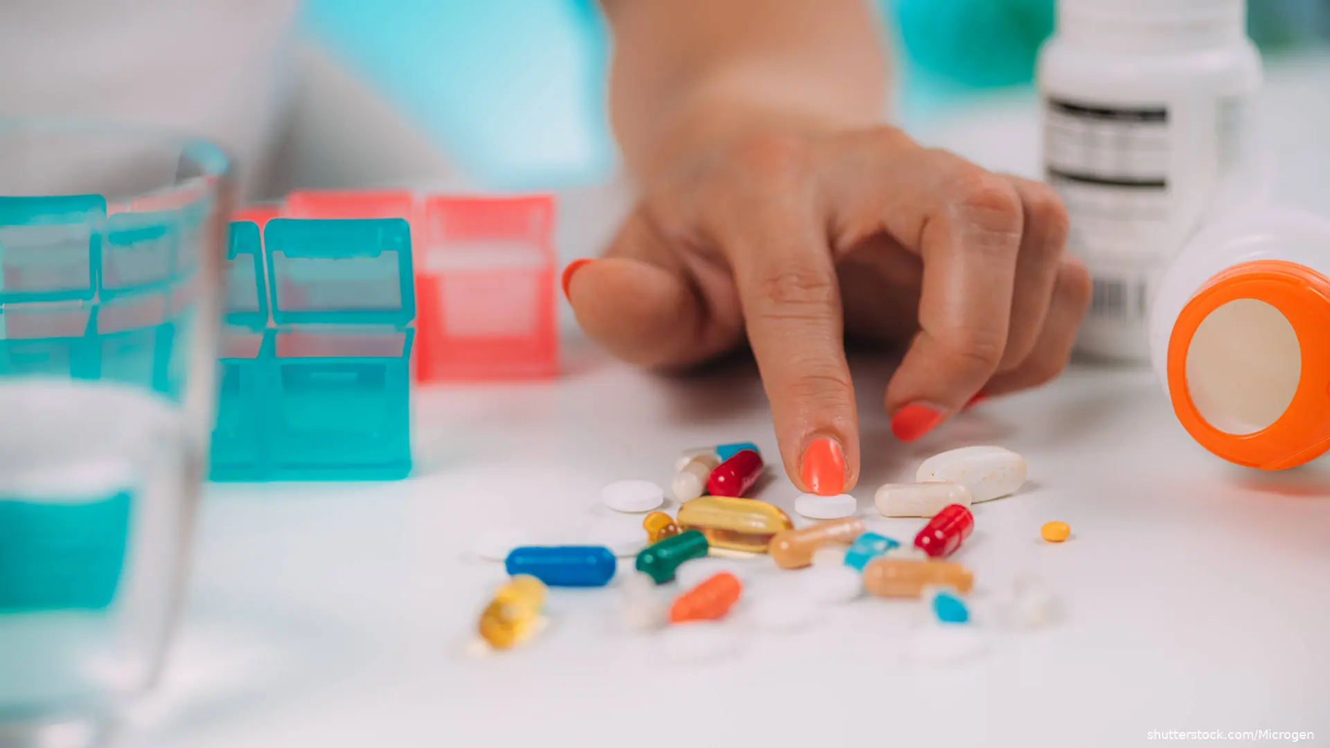tablets, capsules and drug vials on table