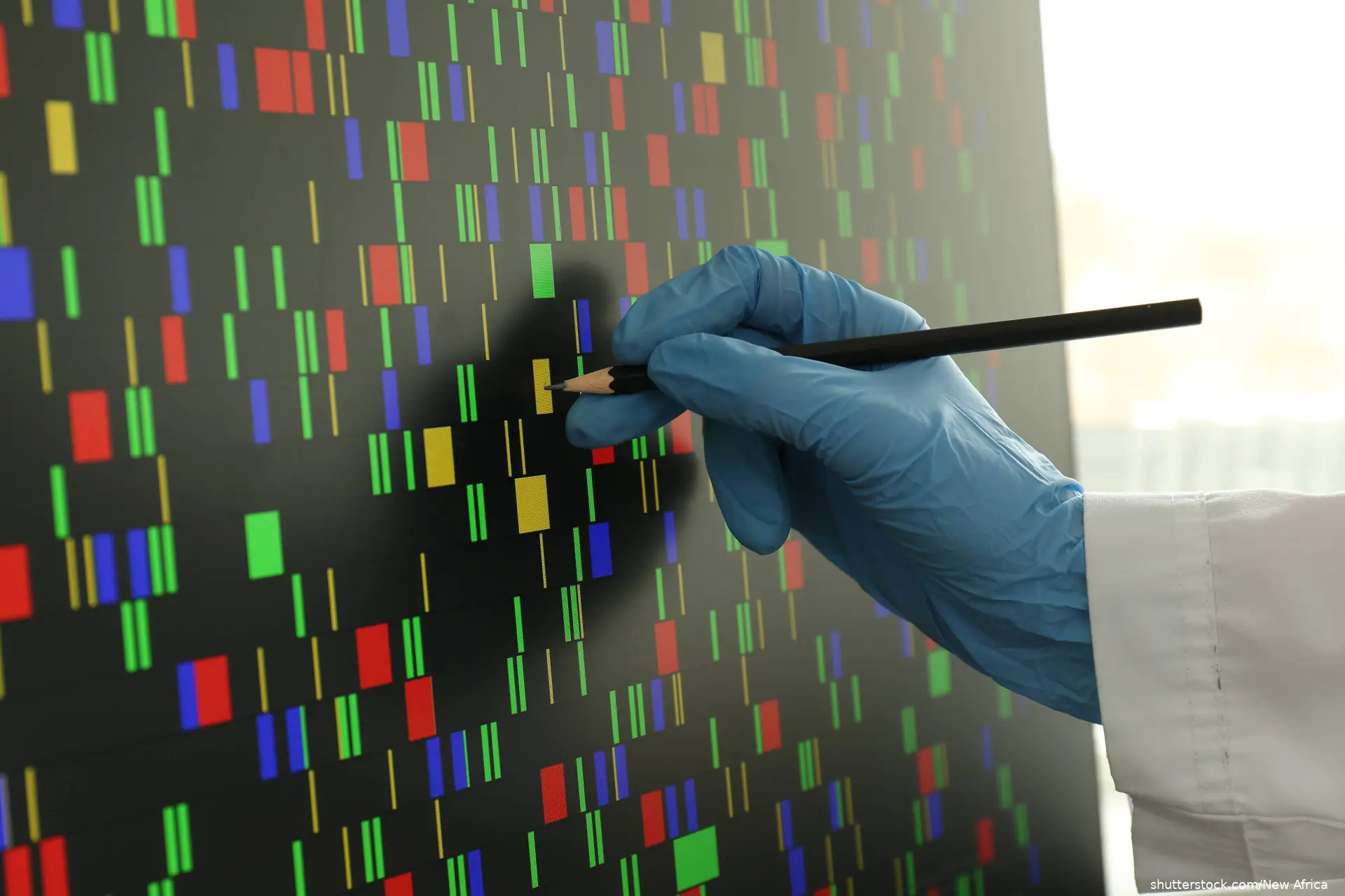 Scientist analyzing DNA data in laboratory shutterstock_2566188861