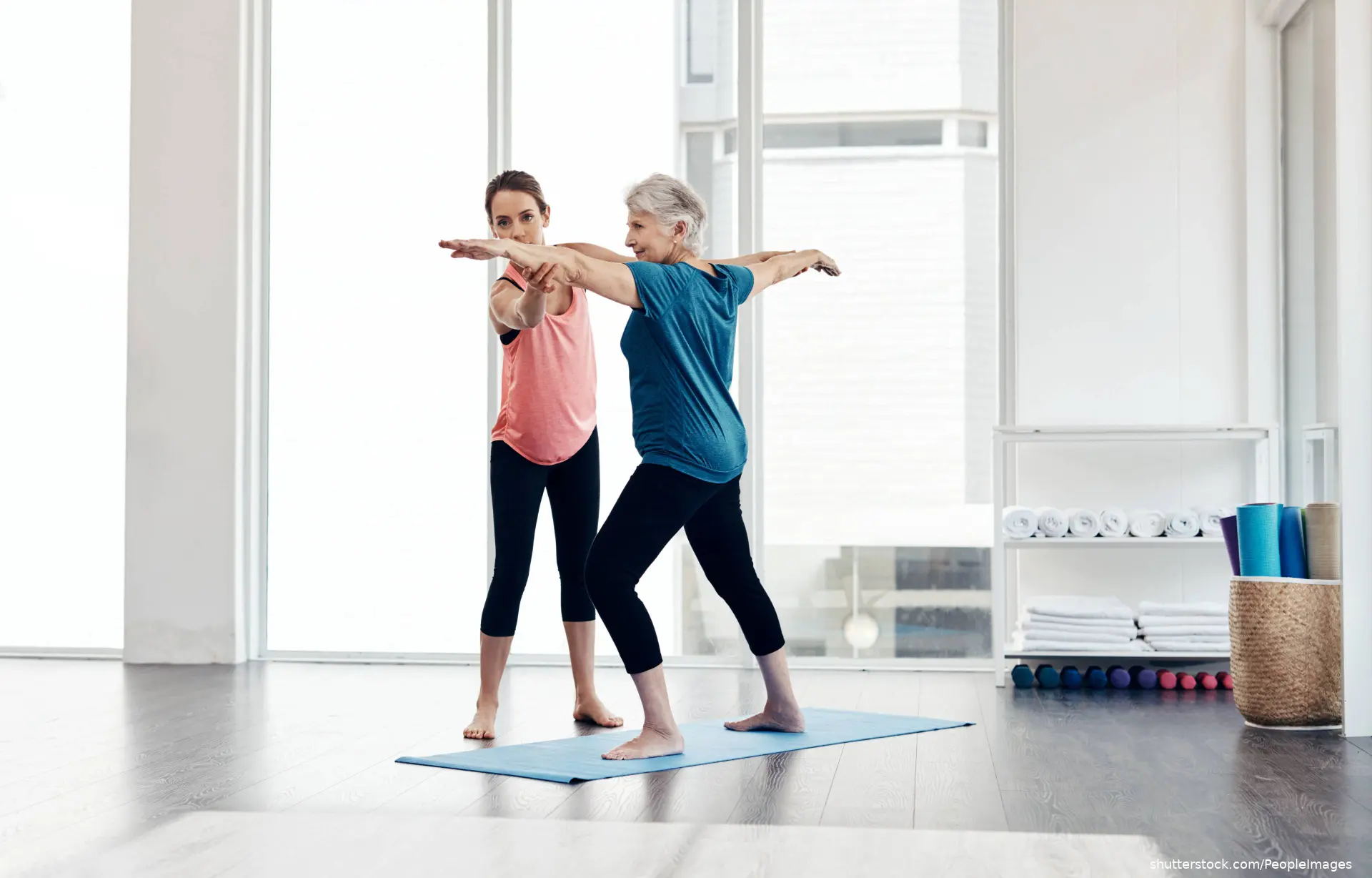 elderly woman doing balance exercises