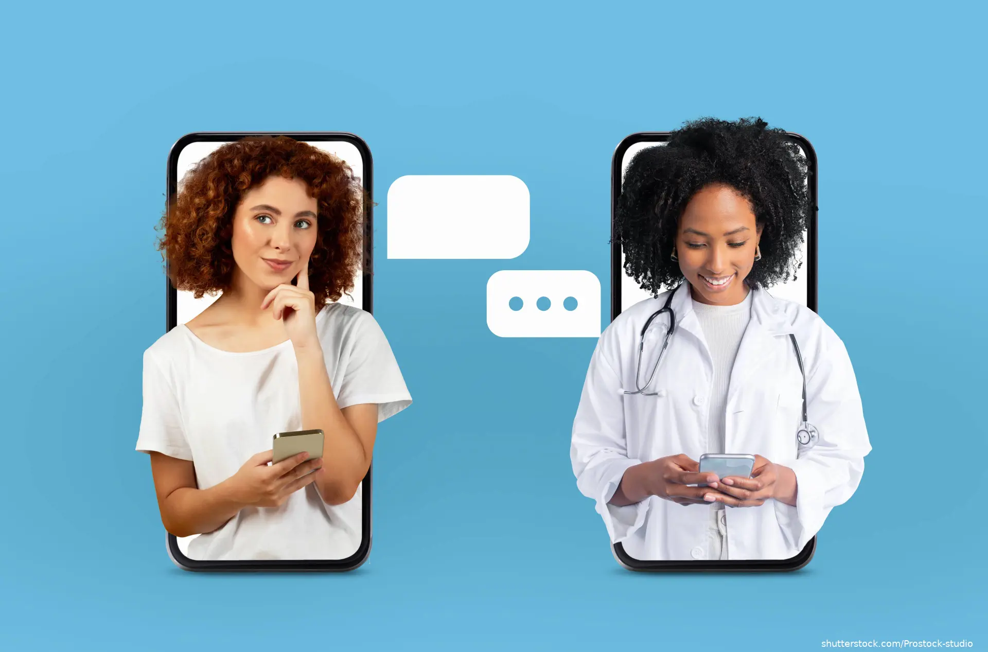 patient and MD communicating through portal on smartphone