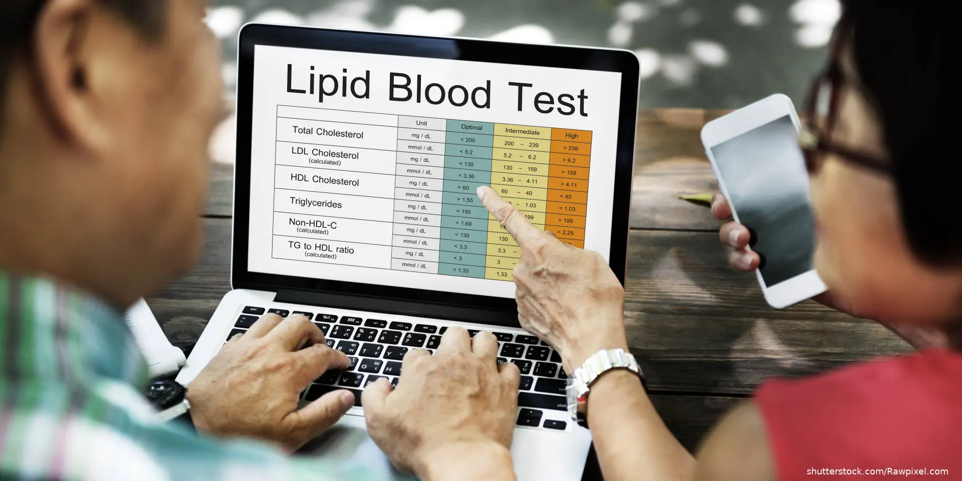 lipid blood test results on computer screen