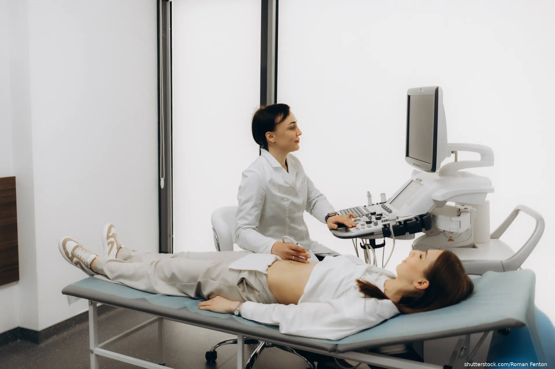 woman on table getting a pelvic ultrasound