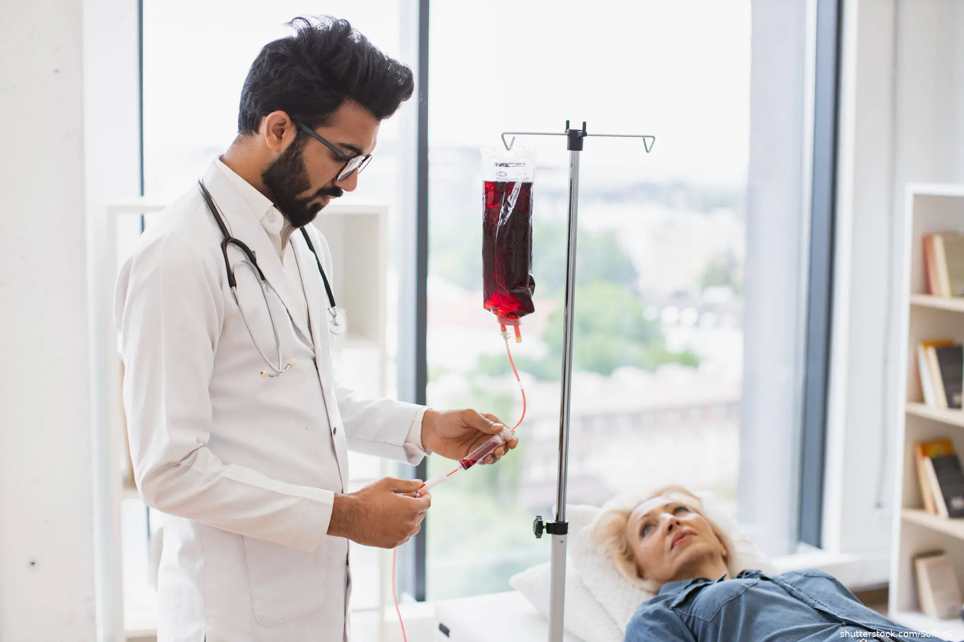 woman getting a transfusion