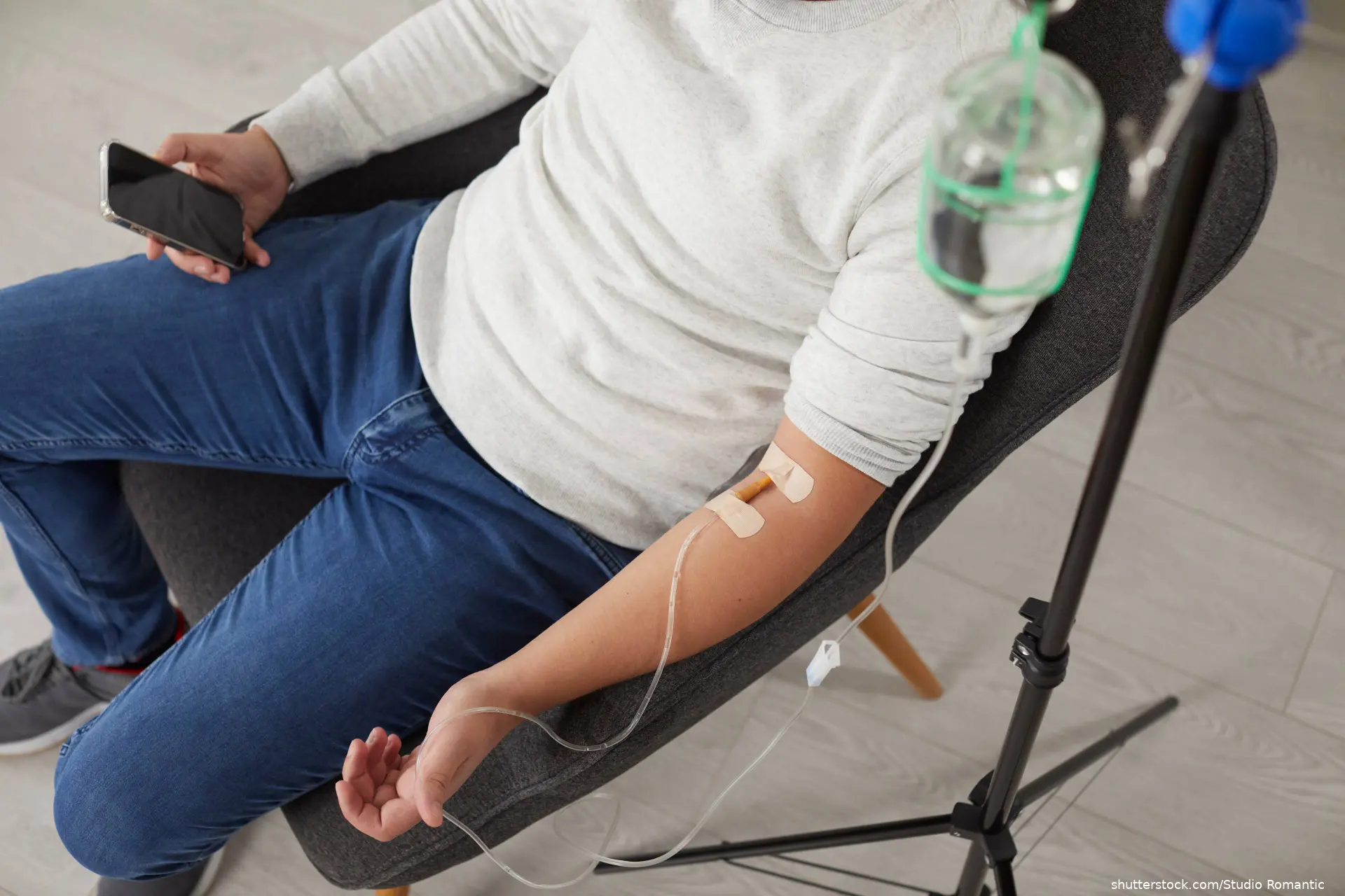 man receiving Intravenouse medication