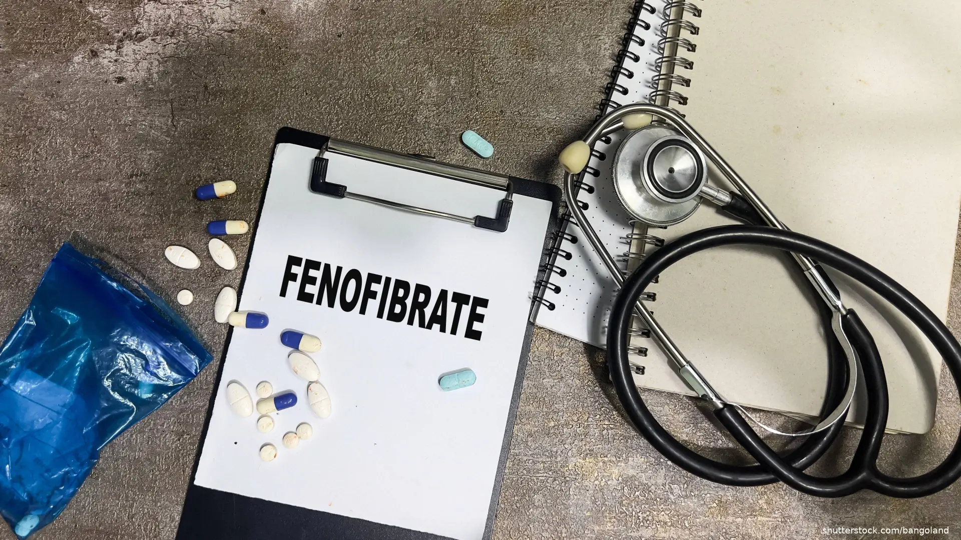 Concept of Fenofibrate write on paperwork isolated on Wooden Table