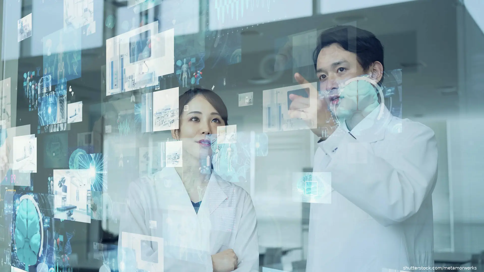 doctors watching hologram screens