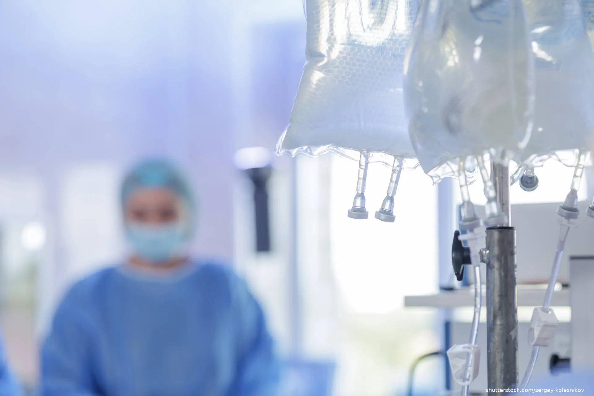 IV fluid bags in operating room