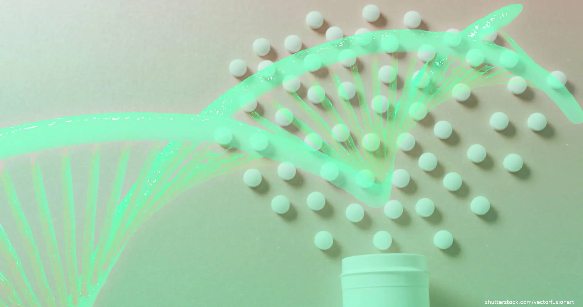 image of DNA strant over pills