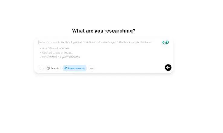 ChatGPT Deep Research Interface