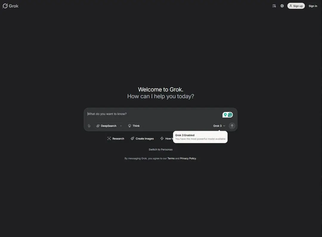 Grok 3 interface