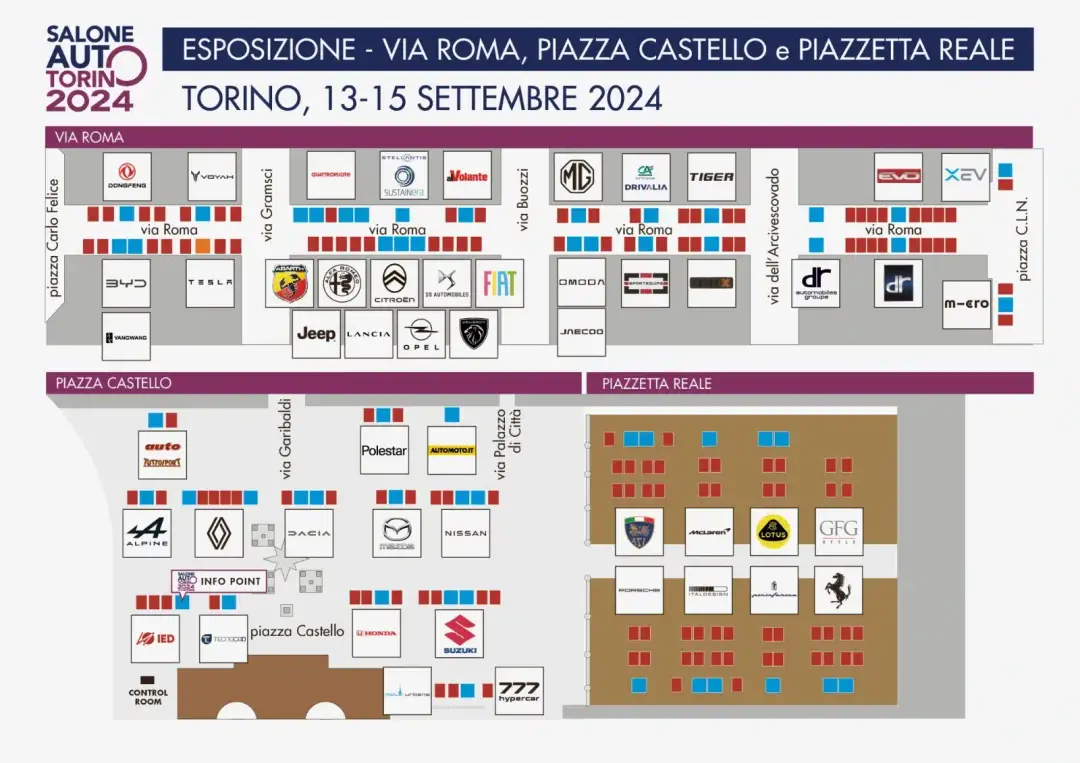 mappa salone auto torino 2024 via roma