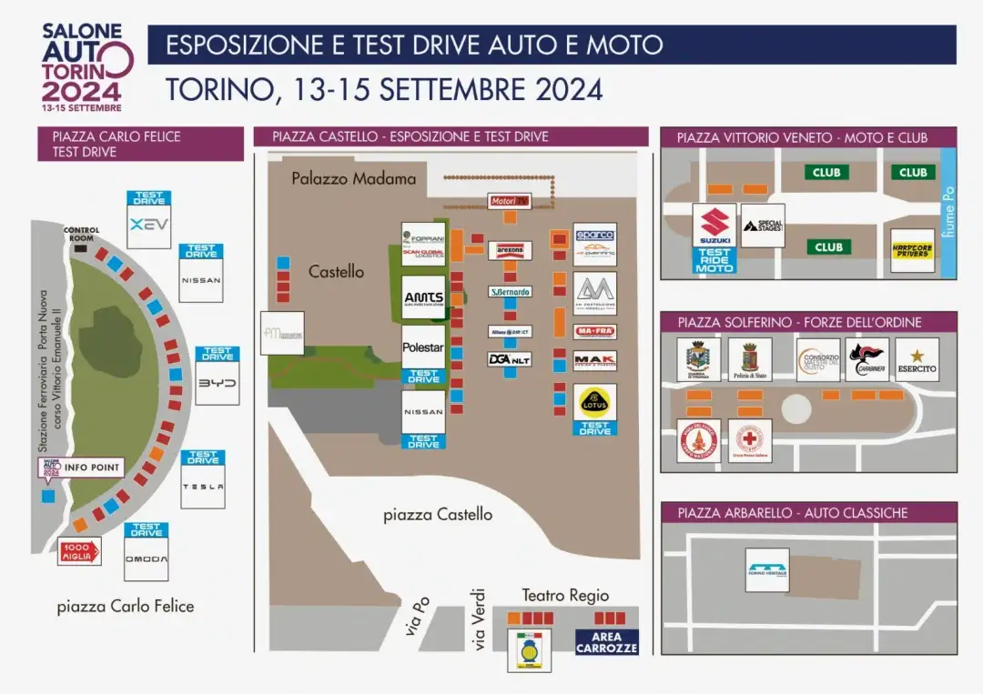 mappa salone auto torino 2024 piazza castello