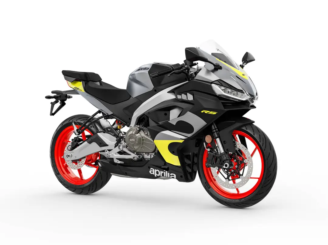 aprilia-rs-457 di colore grigio e nero