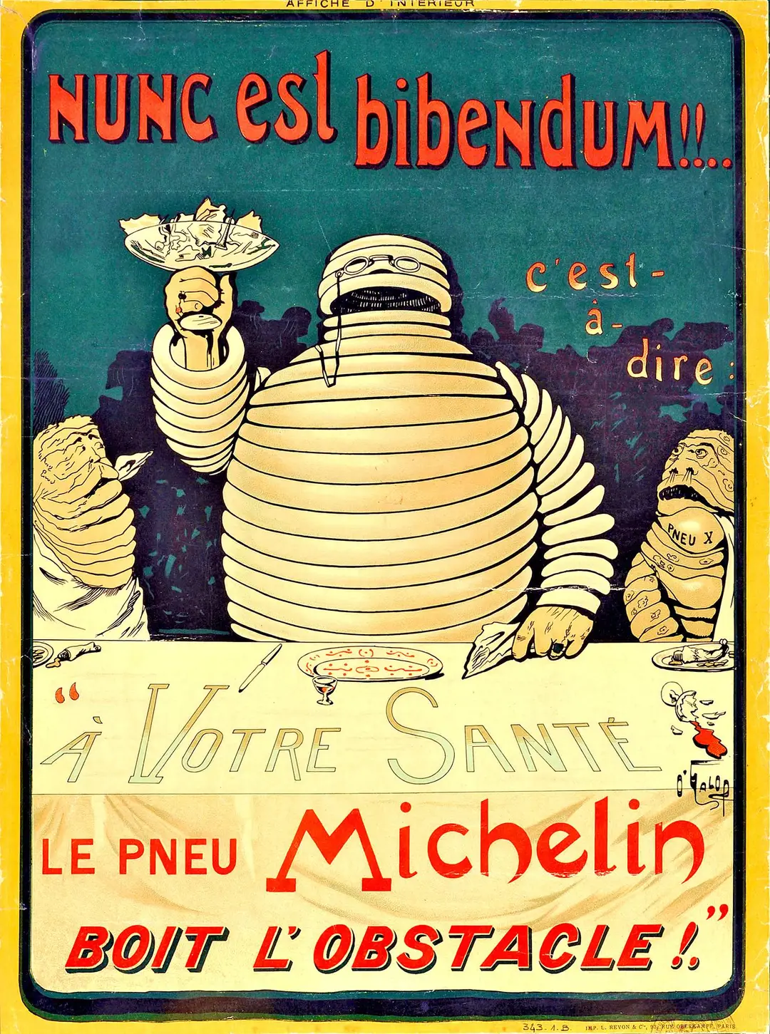 Nell'immagine si vede il primo poster di Michelin del 1898