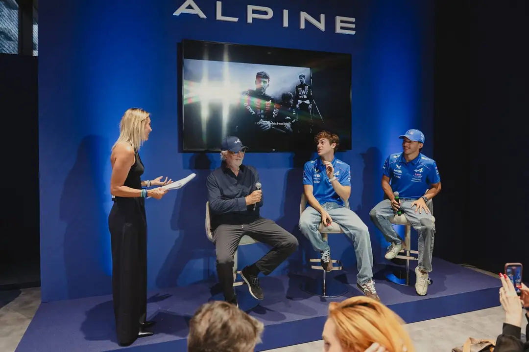 Inaugurazione Atelier Alpine Milano Flavio Briatore Franco Colapinto e Pierre Gasly