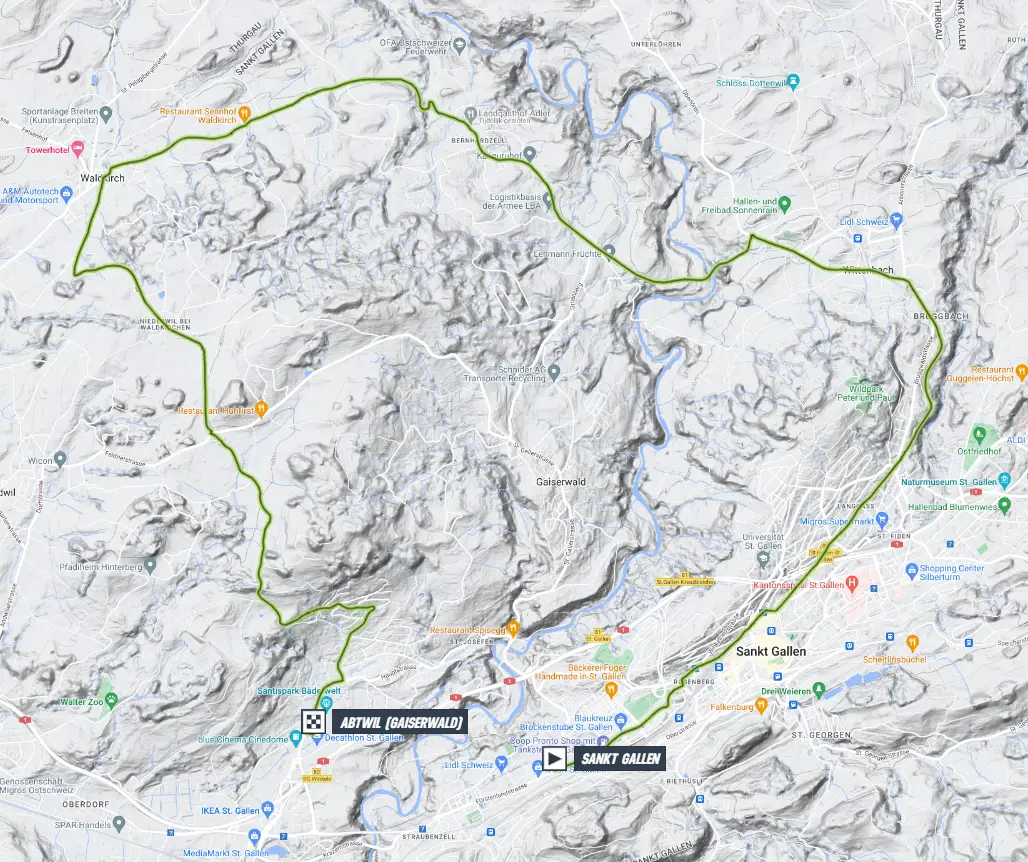 Mapa Tour de Suisse 2023 etapa 8
