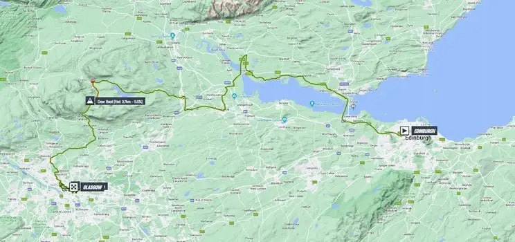 Mapa Mundial Glasgow 2023 Carrera en Ruta Élite Masculina