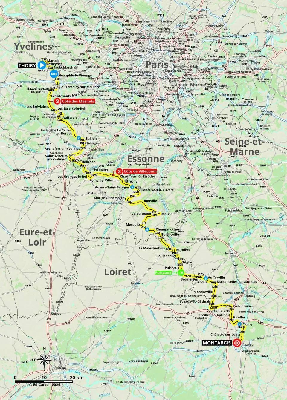 Mapa París-Niza 2024 etapa 2