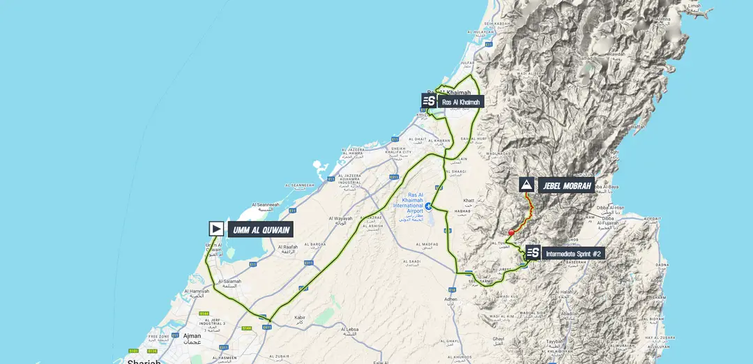 Mapa de la etapa 3 del UAE Tour 2026