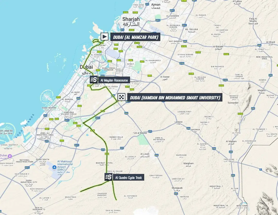 Mapa de la etapa 5 del UAE Tour 2026