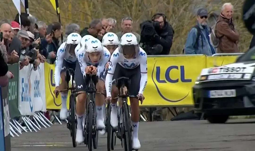 Movistar Team hizo una buena crono por equipos en la París-Niza 2026.
