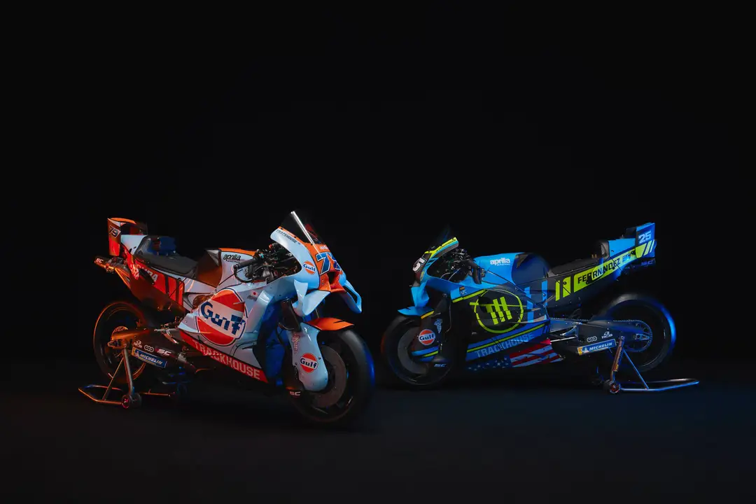 The two Trackhouse Aprilia liveries for 2026