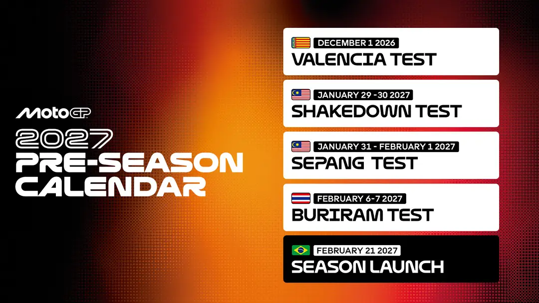 MotoGP testing calendar and details for the 2027 season