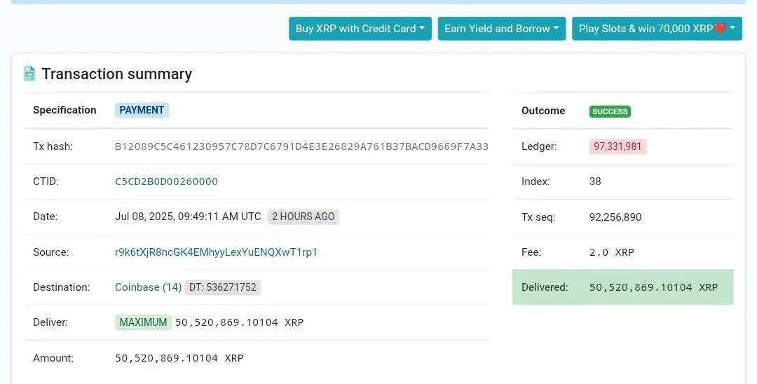 XRP Whale transactie