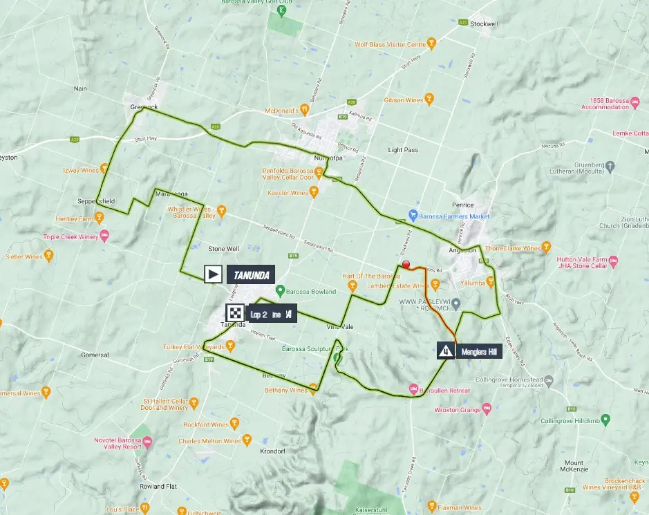 Tour Down Under stage 1 map