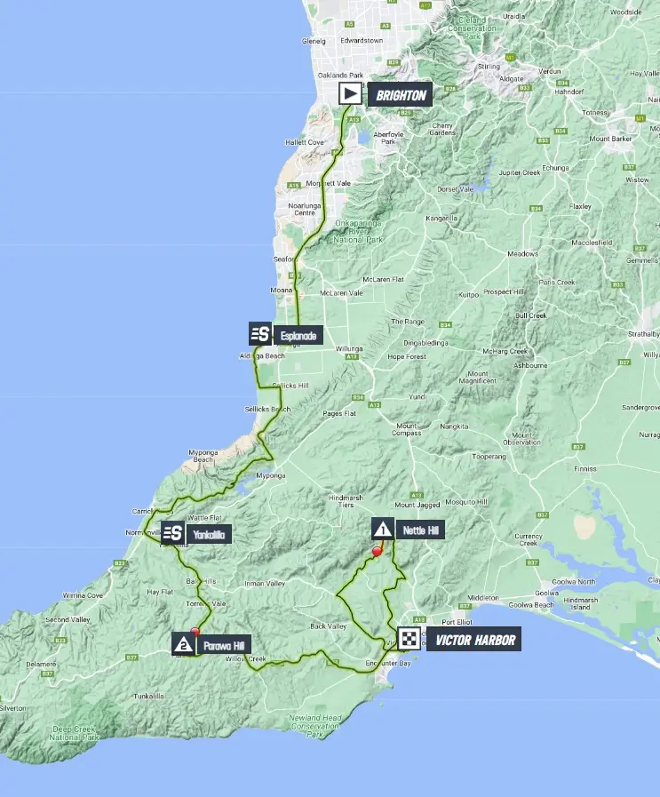 Tour Down Under stage 2 map