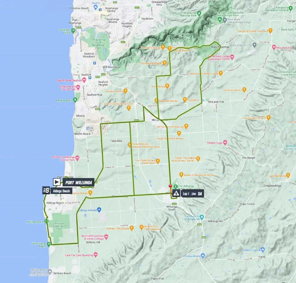Tour Down Under stage 4 map