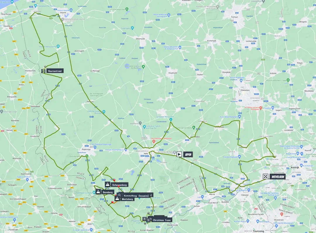 Map Gent-Wevelgem 2023