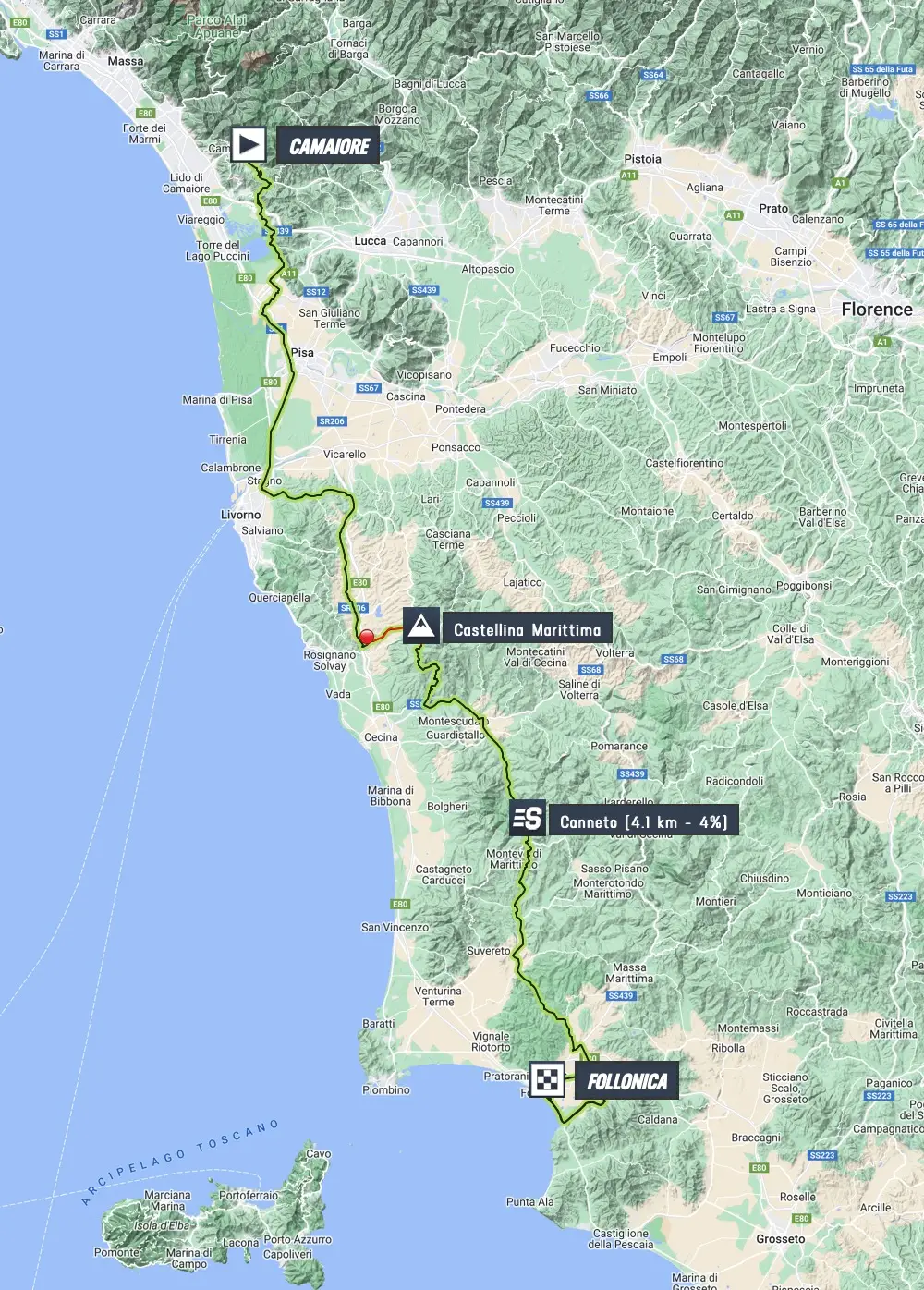 Tirreno-Adriatico stage 2 map