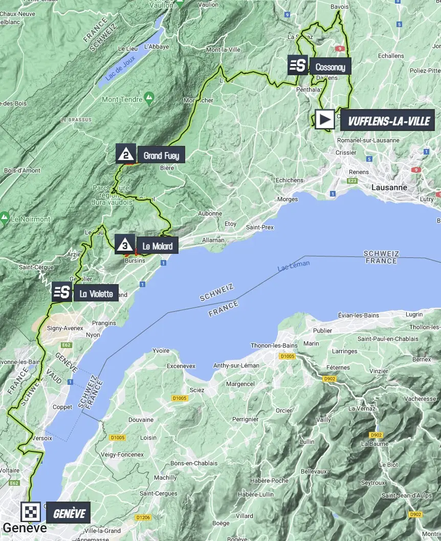 Map Tour de Romandie 2023 stage 5