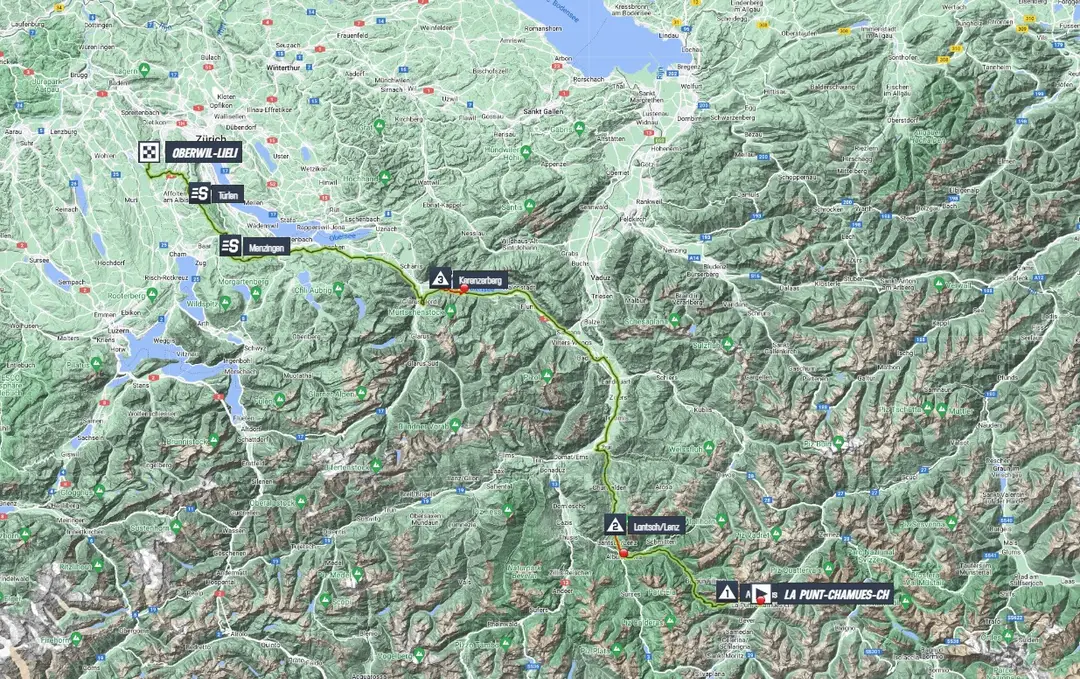 Map Tour de Suisse 2023 stage 6