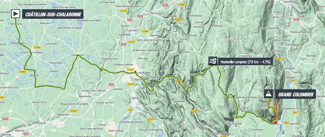 Map Tour de France 2023 stage 13