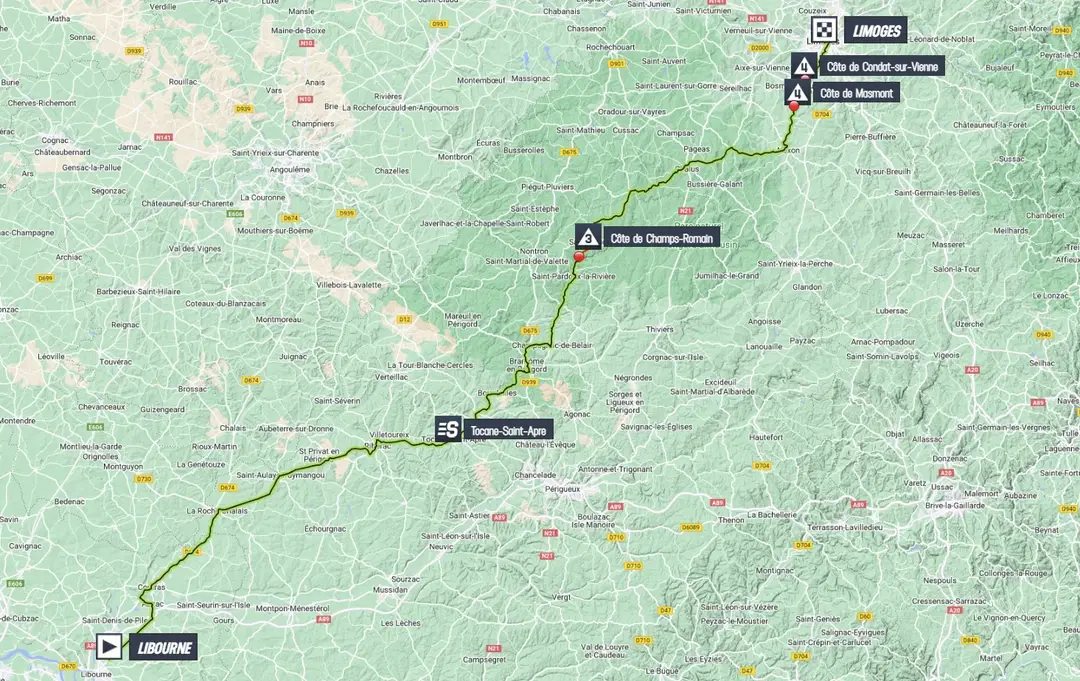 Map Tour de France 2023 stage 8