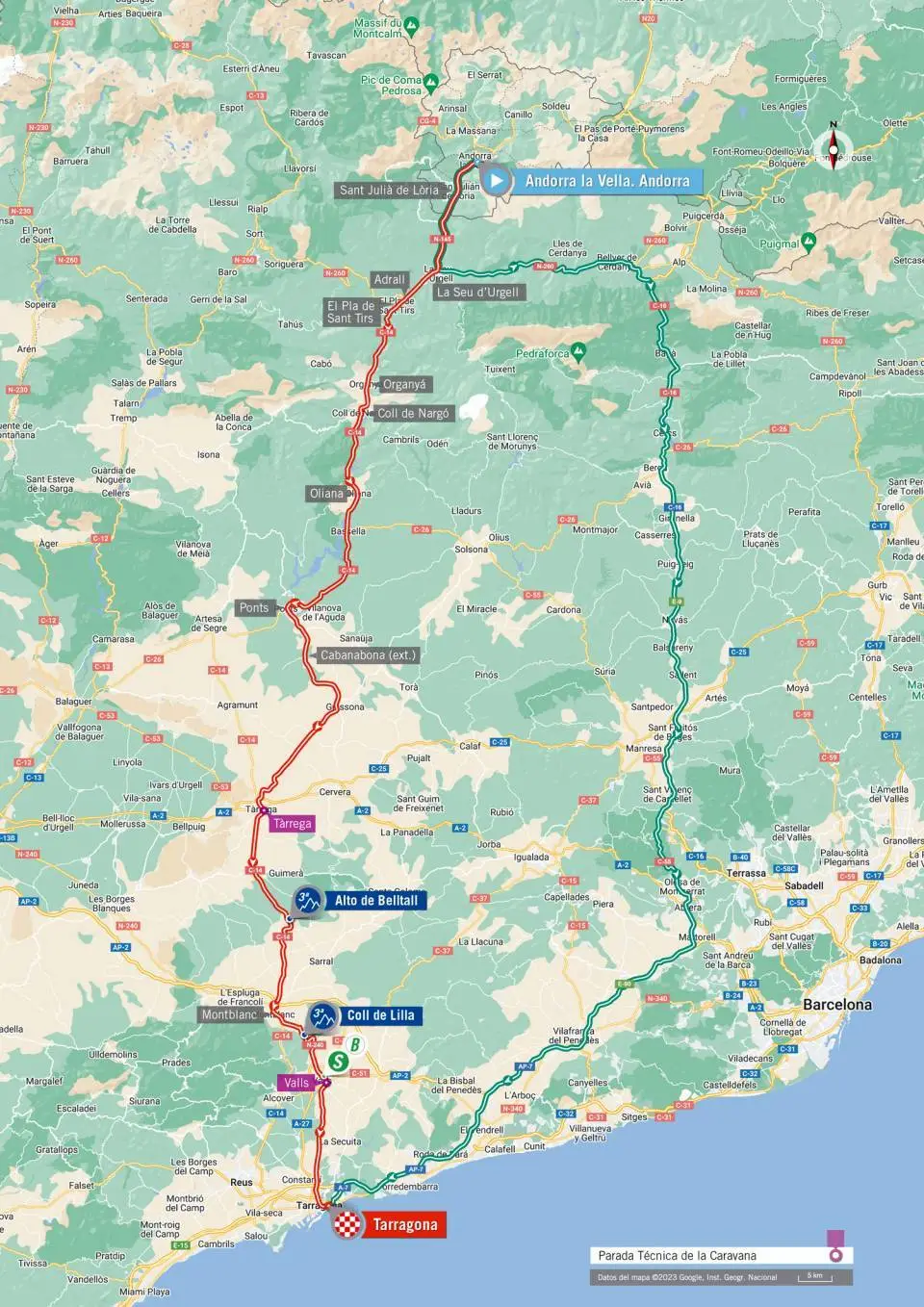 Mapa da etapa 4 da Vuelta a Espana 2023