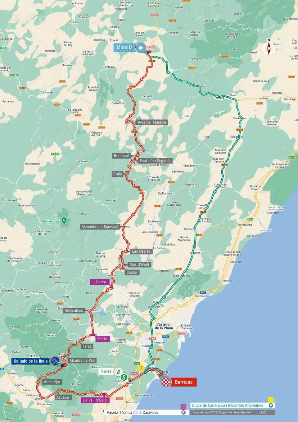 Mapa da etapa 5 da Vuelta a Espana 2023