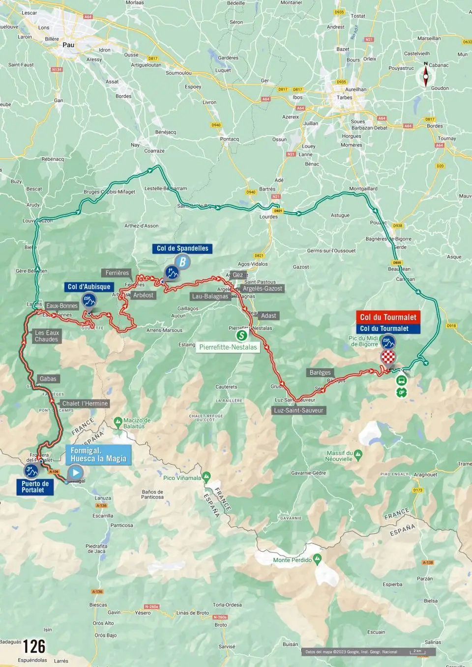 Mapa da etapa 13 da Vuelta a Espana 2023