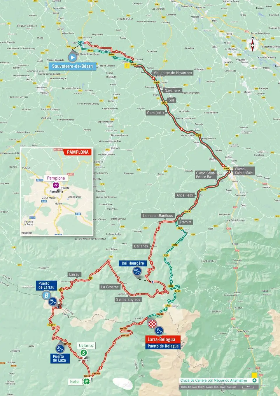 Mapa da etapa 14 da Vuelta a Espana 2023
