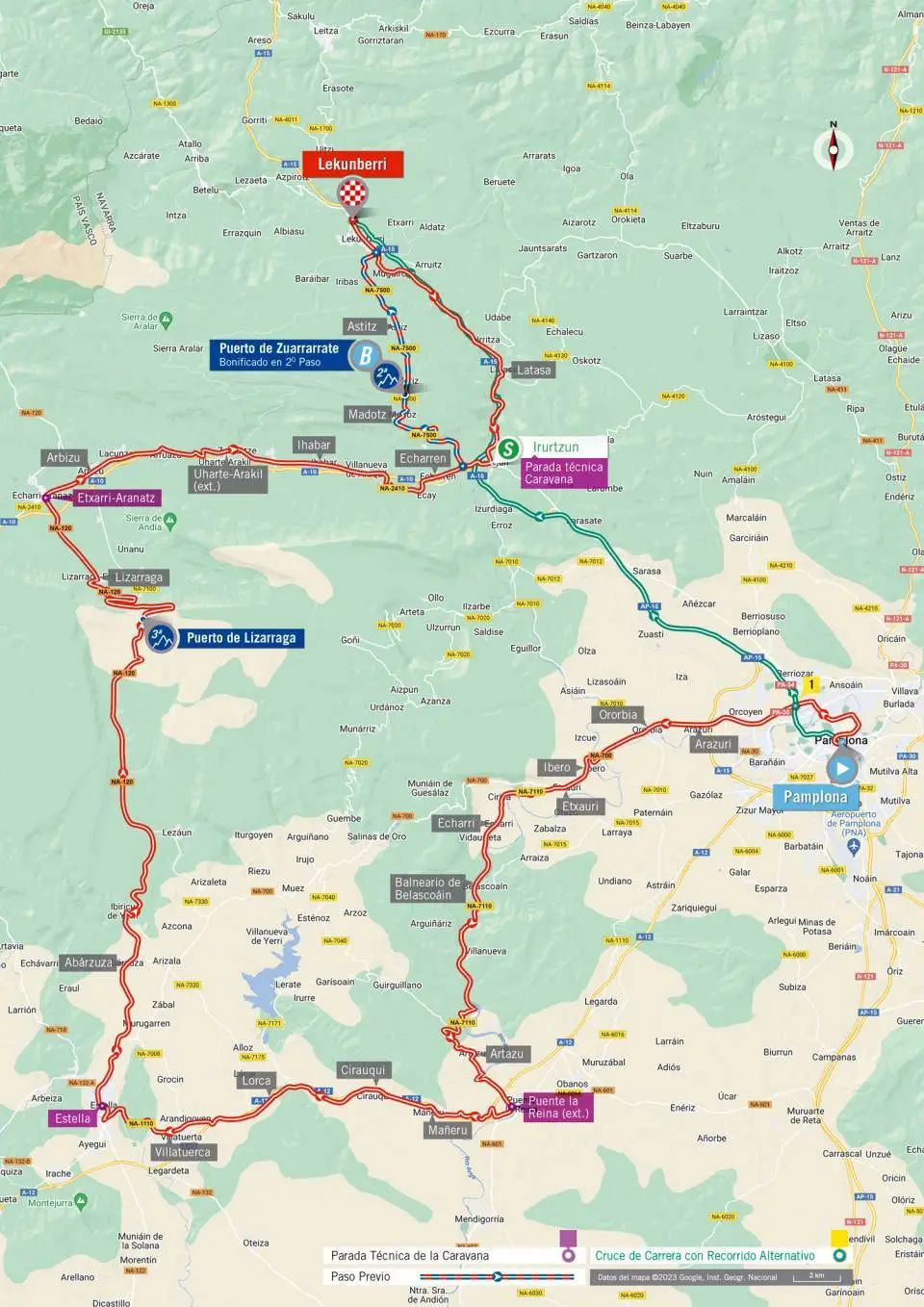 Mapa da etapa 15 da Vuelta a Espana 2023