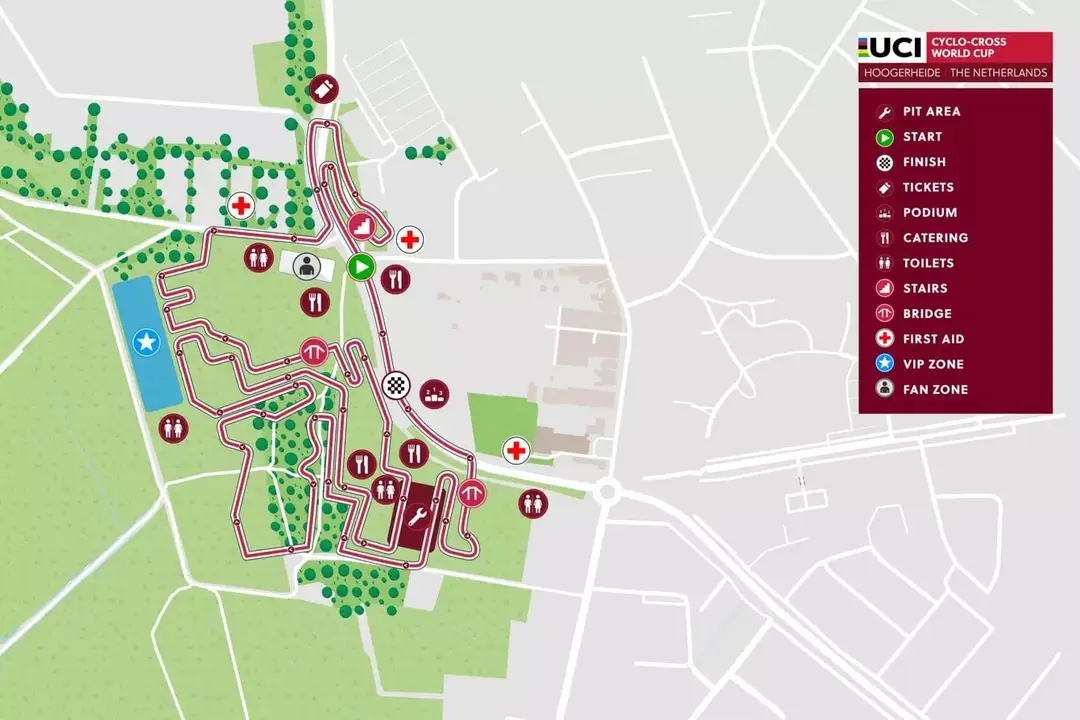Mapa da Taça do Mundo de Ciclocrosse em Hoogerheide, 2024