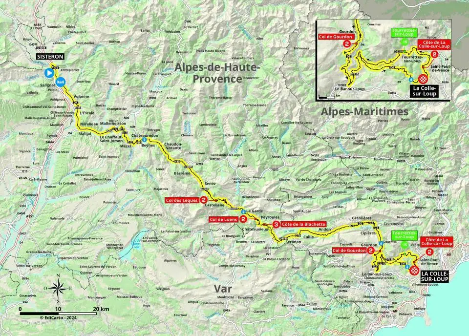 Mapa Paris-Nice 2024 etapa 6