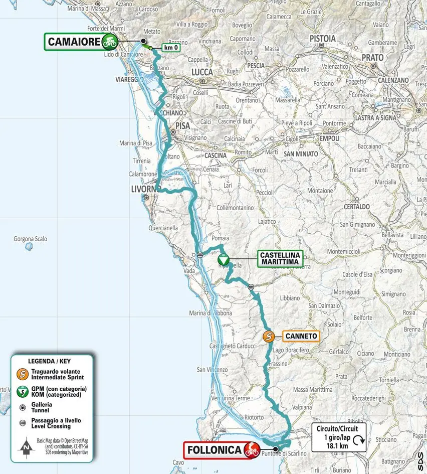 Mapa Tirreno-Adriatico 2024 etapa 2&nbsp;