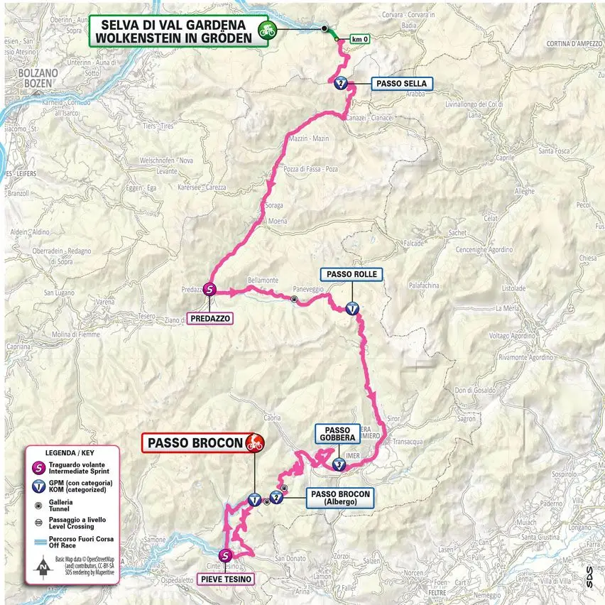 Mapa&nbsp;Giro d'italia 2024 etapa 17